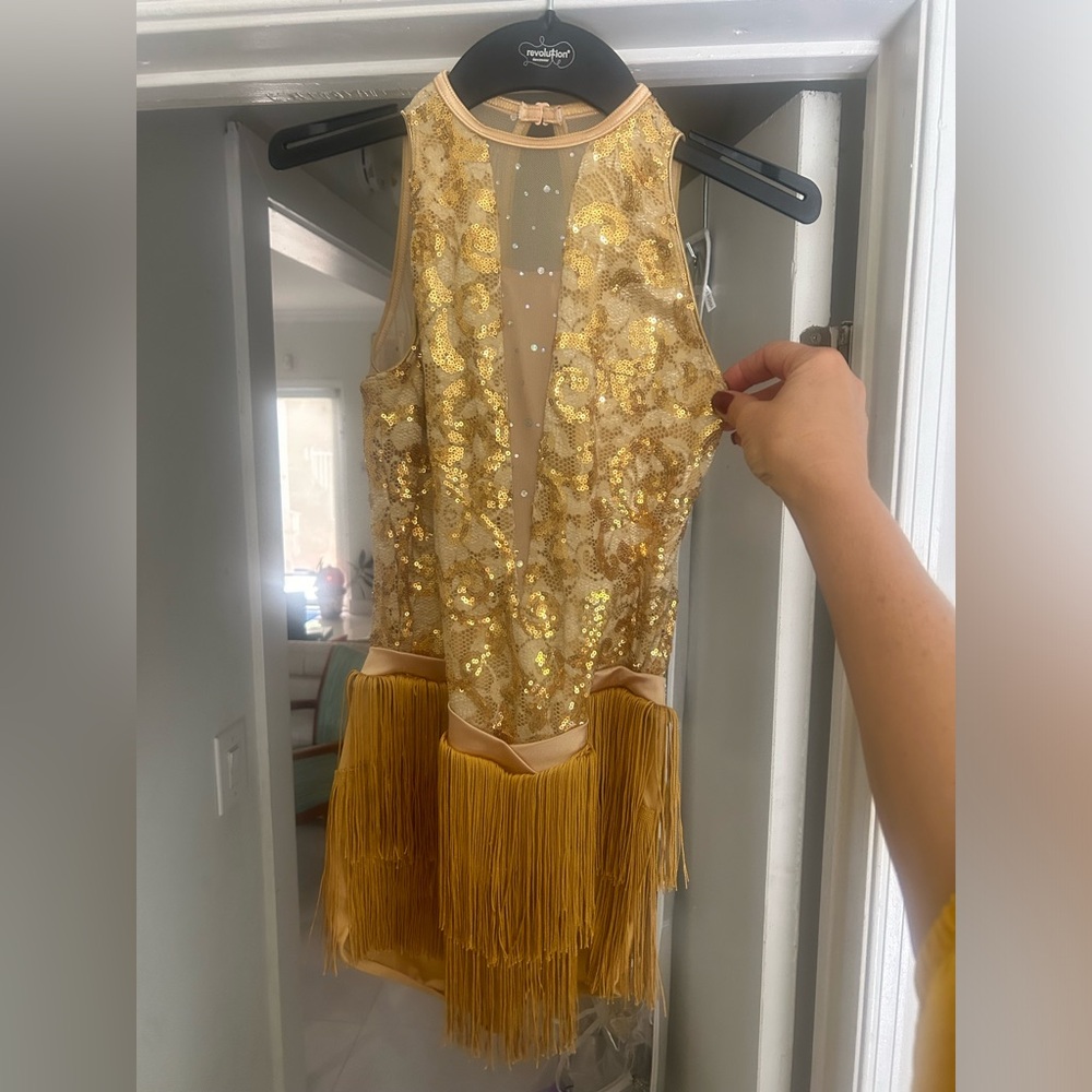 Gorgeous Gold, dance costume with headpiece and gloves
